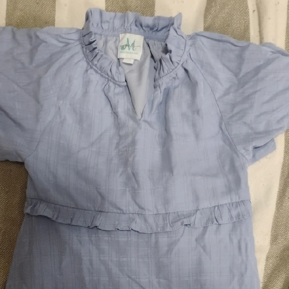 The Mint Julep Boutique Girls Small Light Blue Flirty Dress with Ruffles